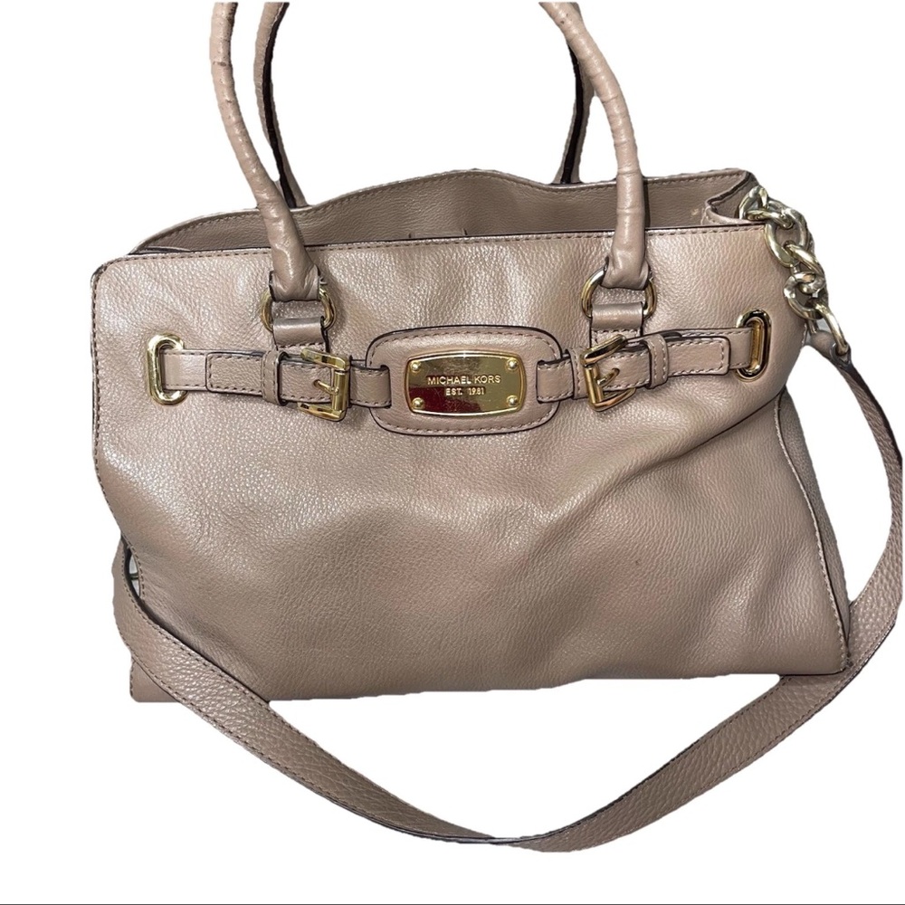 Michael Kors Hamilton Leather Satchel W Crossbody Nude Minimalist Chic Timeless